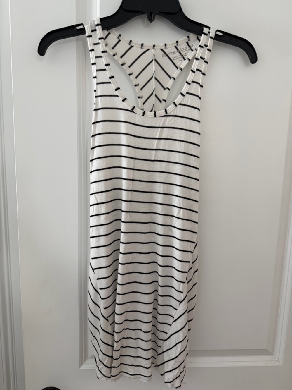 Beyond the Bump White and Black Striped tie-back Maternity Tank Top